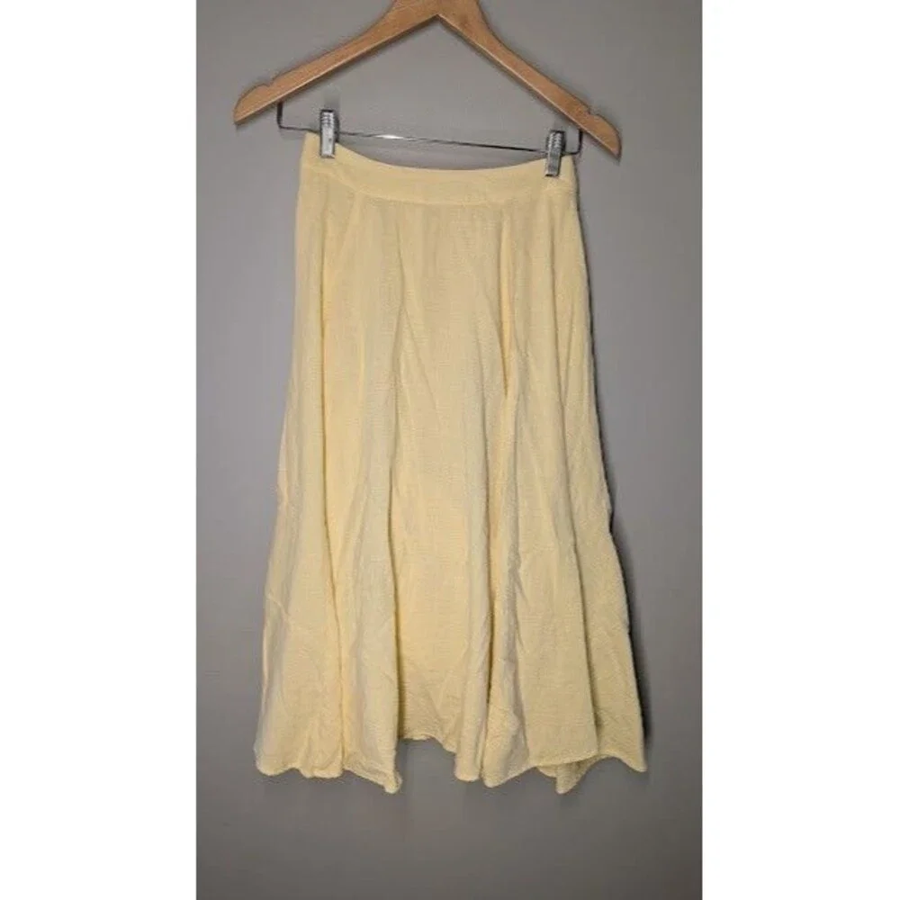 Altar’d State Midi Skirt Butter Yellow Women’s XS EUC Linen Blend